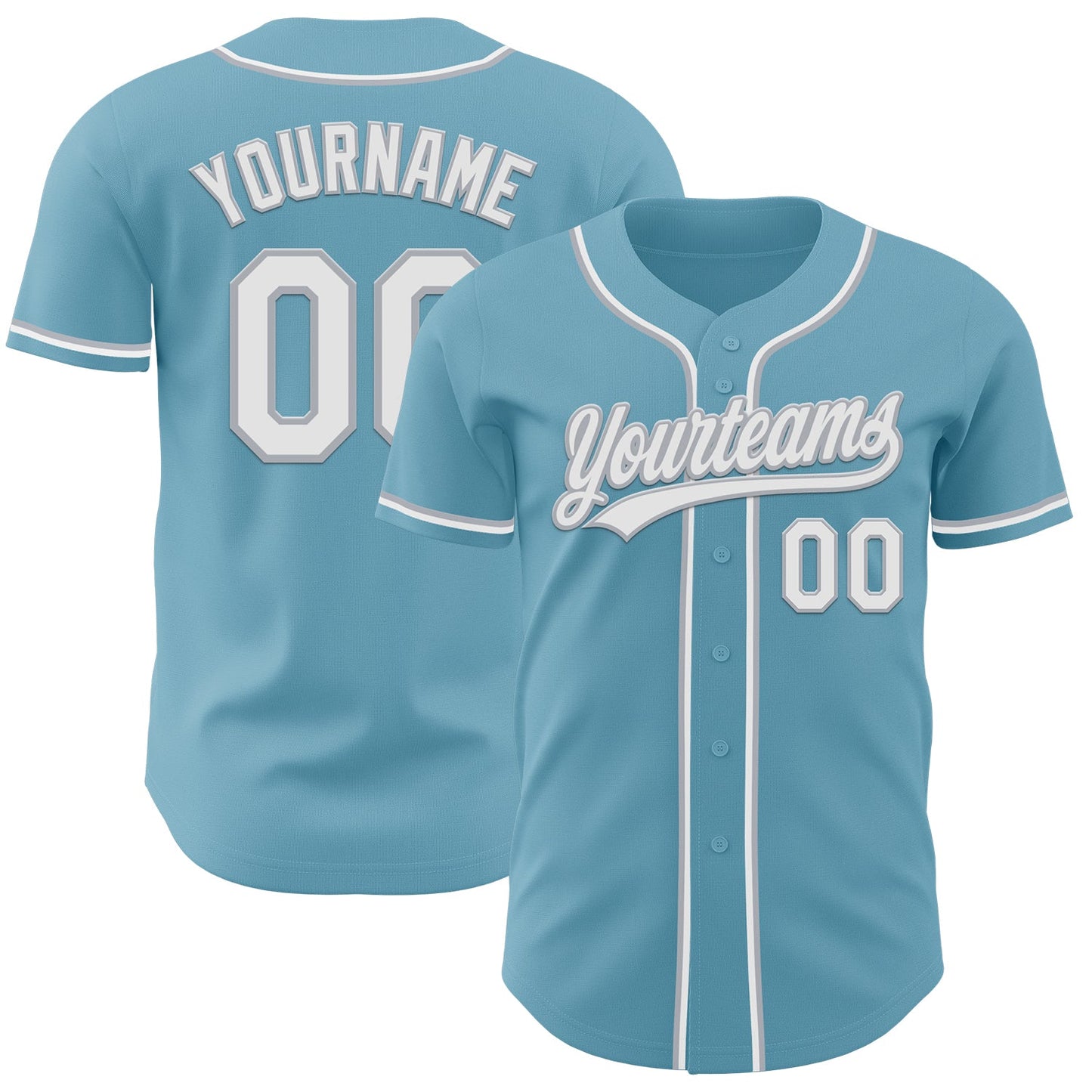 Custom Shadow Blue White-Gray Authentic Baseball Jersey - Sky-Custom