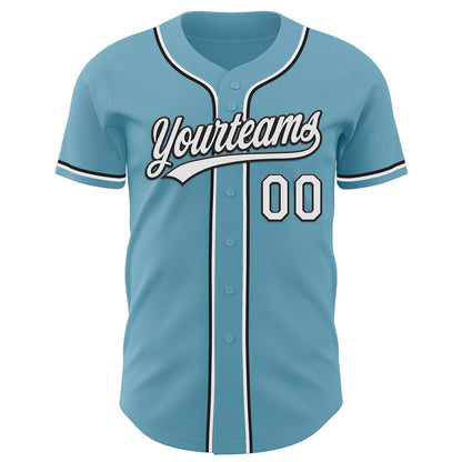 Custom Shadow Blue White-Black Authentic Baseball Jersey - Sky-Custom