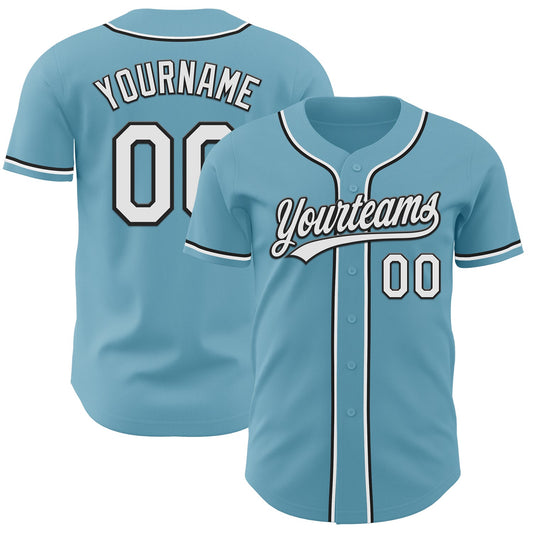 Custom Shadow Blue White-Black Authentic Baseball Jersey - Sky-Custom