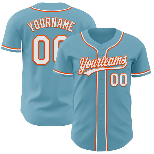 Custom Shadow Blue White-Orange Authentic Baseball Jersey - Sky-Custom