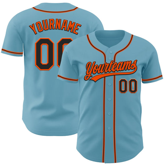Custom Shadow Blue Black-Orange Authentic Baseball Jersey - Sky-Custom