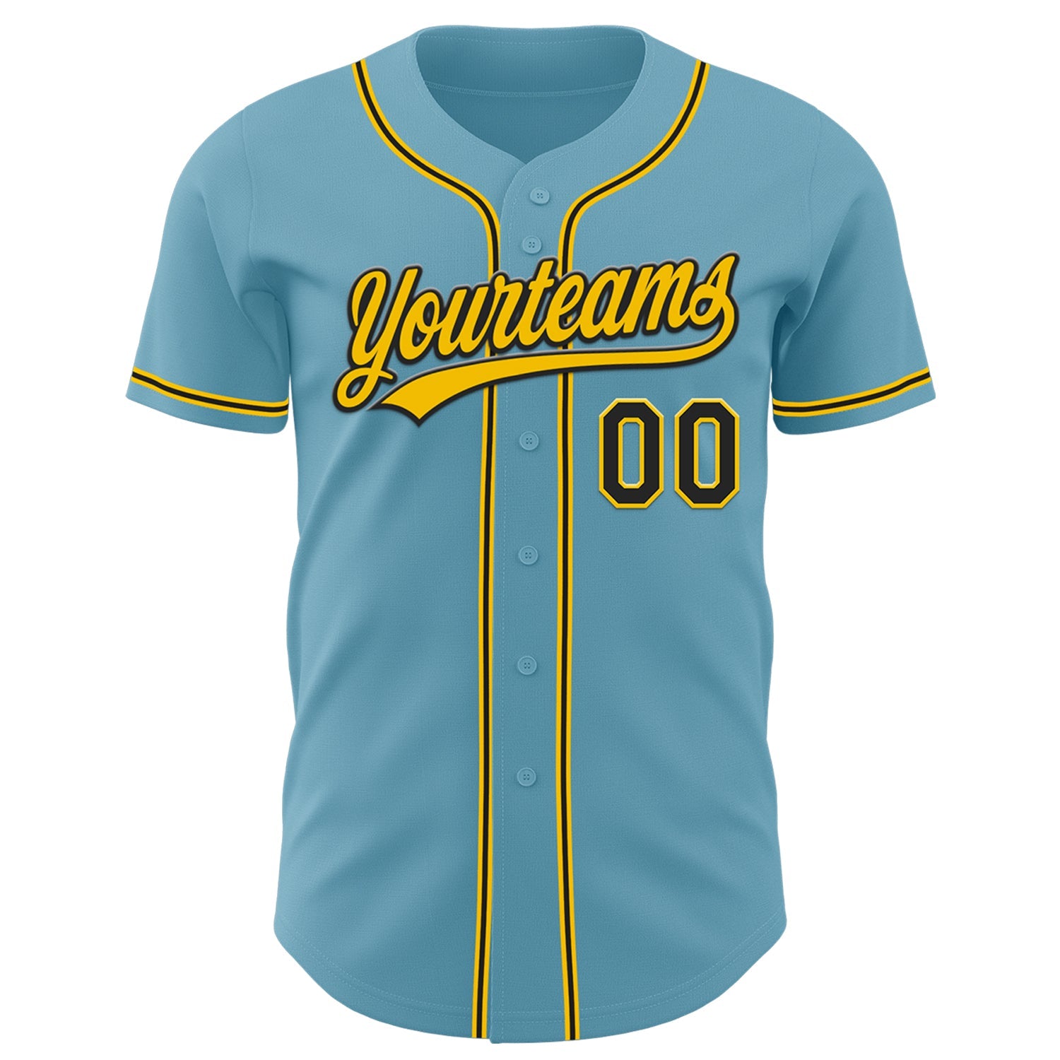 Custom Shadow Blue Black-Yellow Authentic Baseball Jersey - Sky-Custom