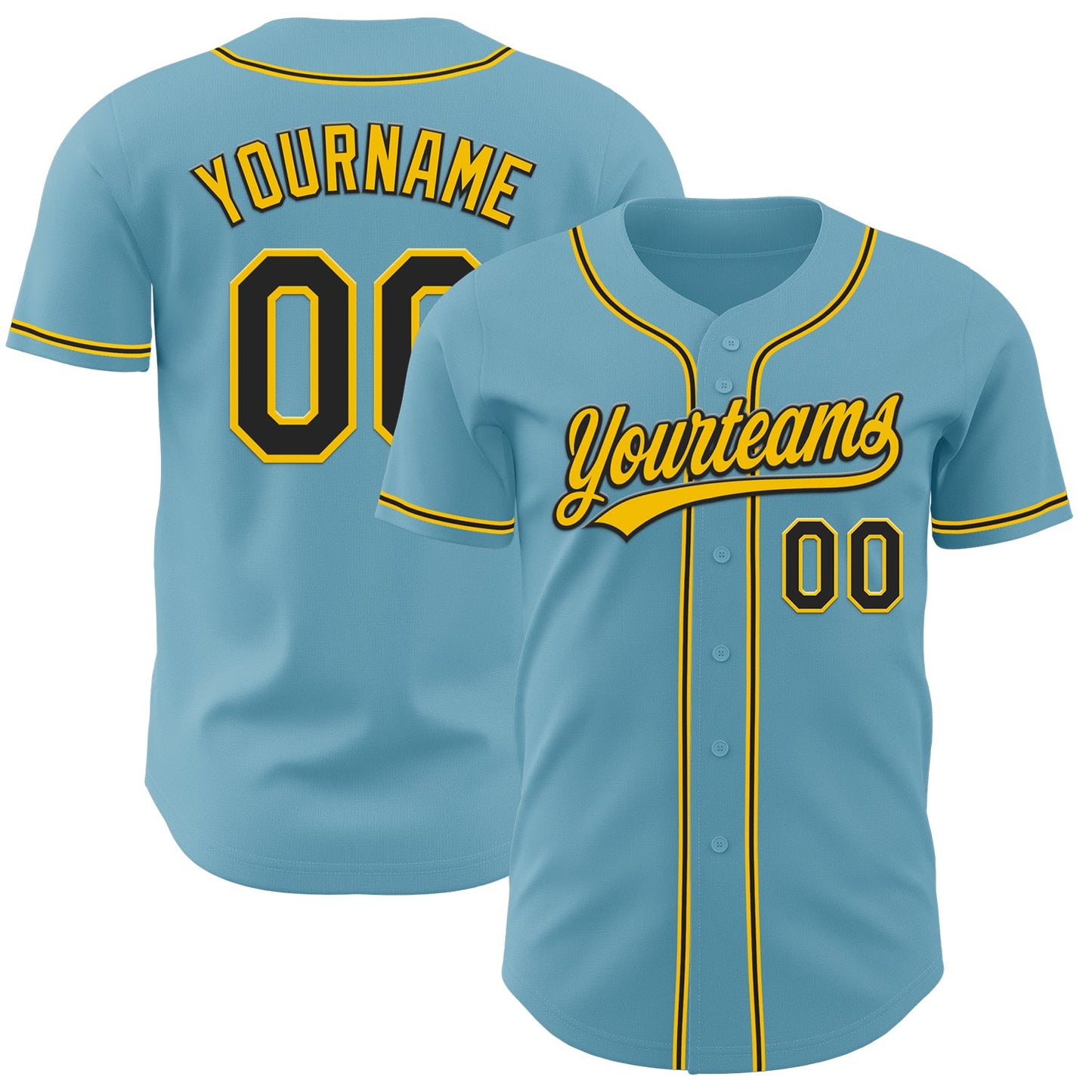 Custom Shadow Blue Black-Yellow Authentic Baseball Jersey - Sky-Custom