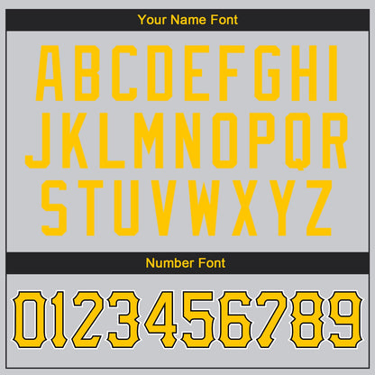 Custom Gray Gold-Black Authentic Throwback Basketball Jersey - Sky-Custom