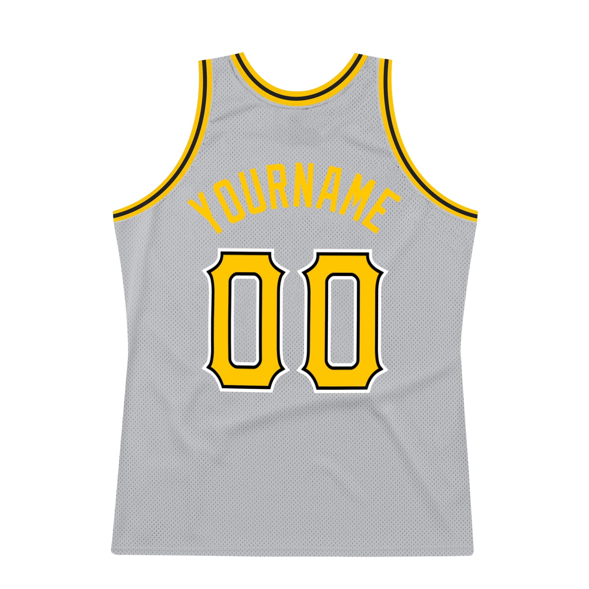 Custom Gray Gold-Black Authentic Throwback Basketball Jersey - Sky-Custom