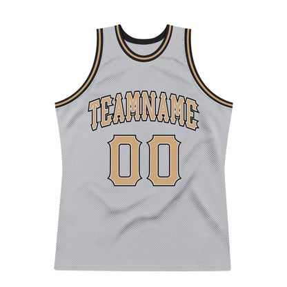 Custom Gray Old Gold-Black Authentic Throwback Basketball Jersey - Sky-Custom