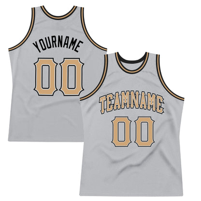 Custom Gray Old Gold-Black Authentic Throwback Basketball Jersey - Sky-Custom