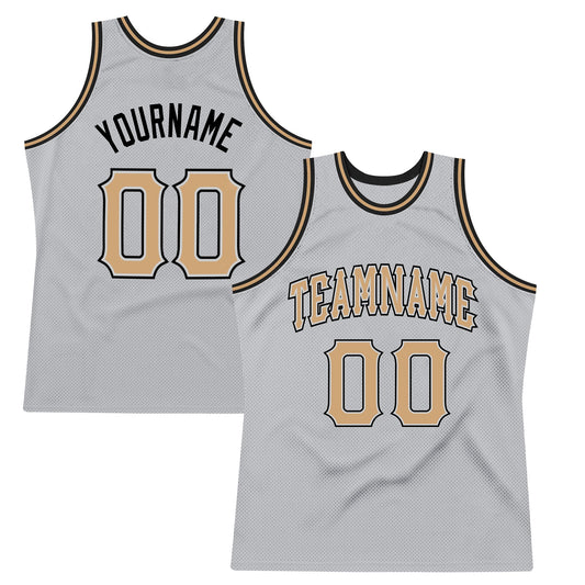 Custom Gray Old Gold-Black Authentic Throwback Basketball Jersey - Sky-Custom