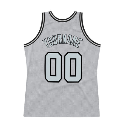 Custom Gray Silver-Black Authentic Throwback Basketball Jersey - Sky-Custom