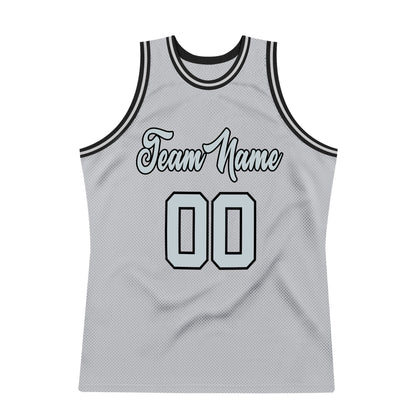 Custom Gray Silver-Black Authentic Throwback Basketball Jersey - Sky-Custom