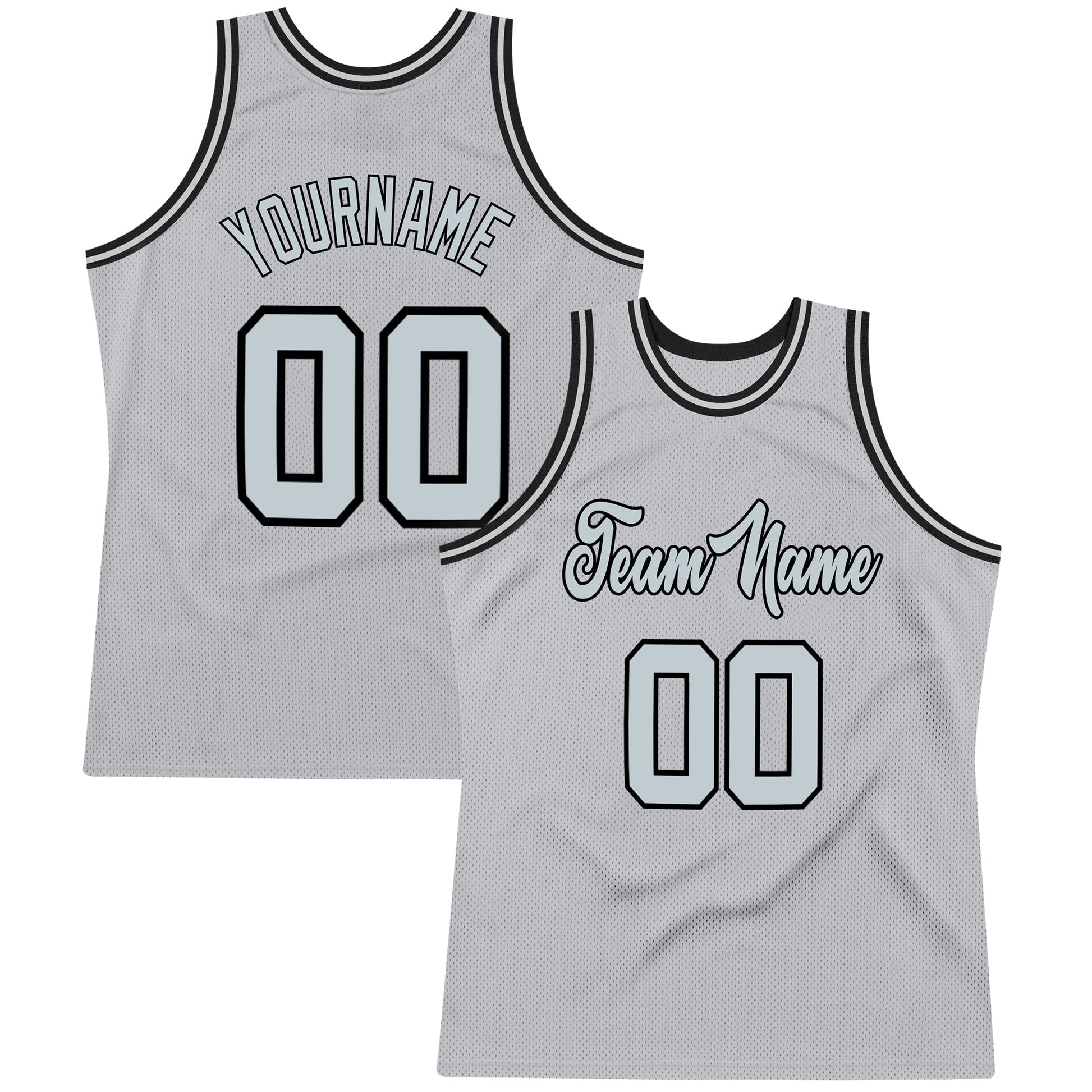 Custom Gray Silver-Black Authentic Throwback Basketball Jersey - Sky-Custom
