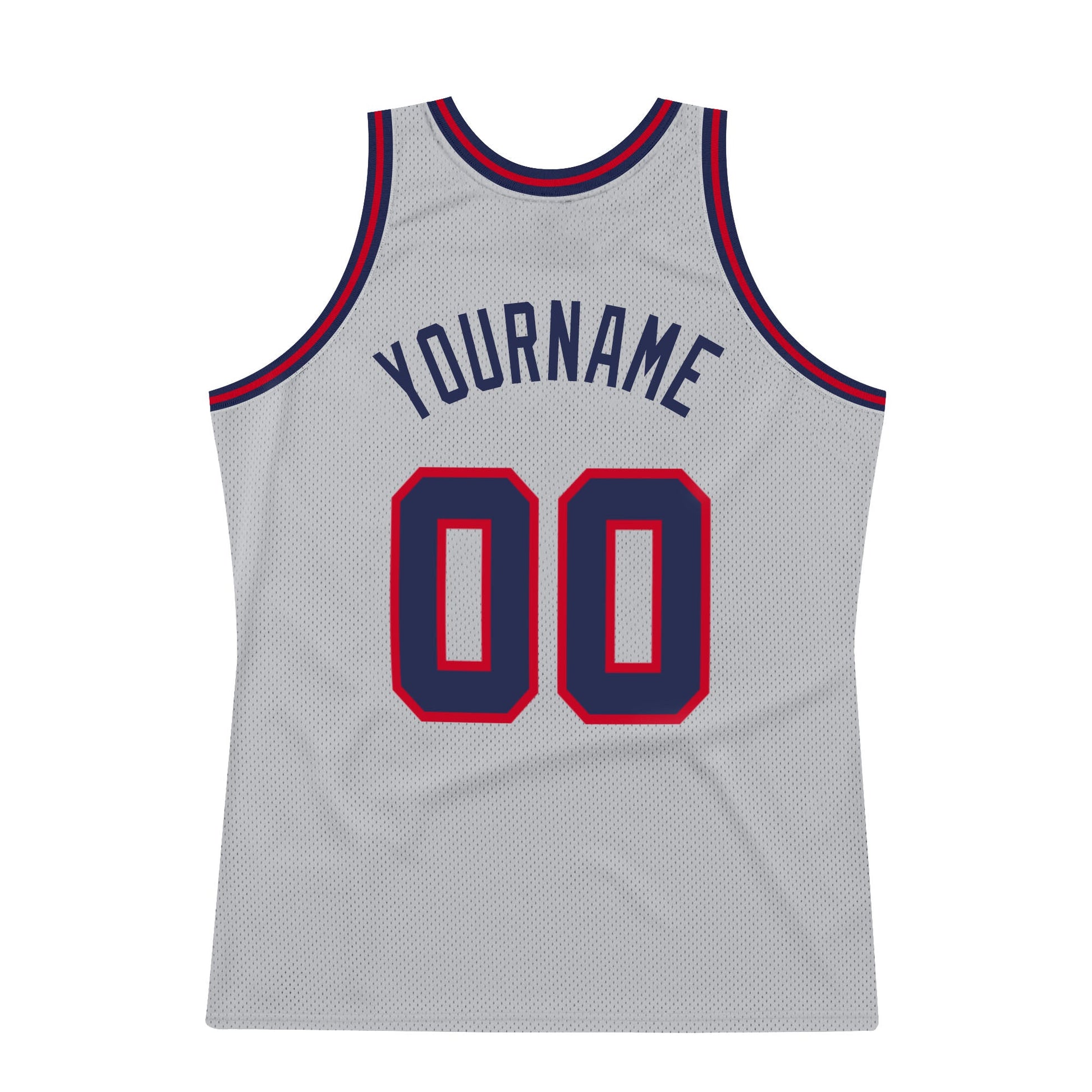 Custom Gray Navy-Red Authentic Throwback Basketball Jersey - Sky-Custom