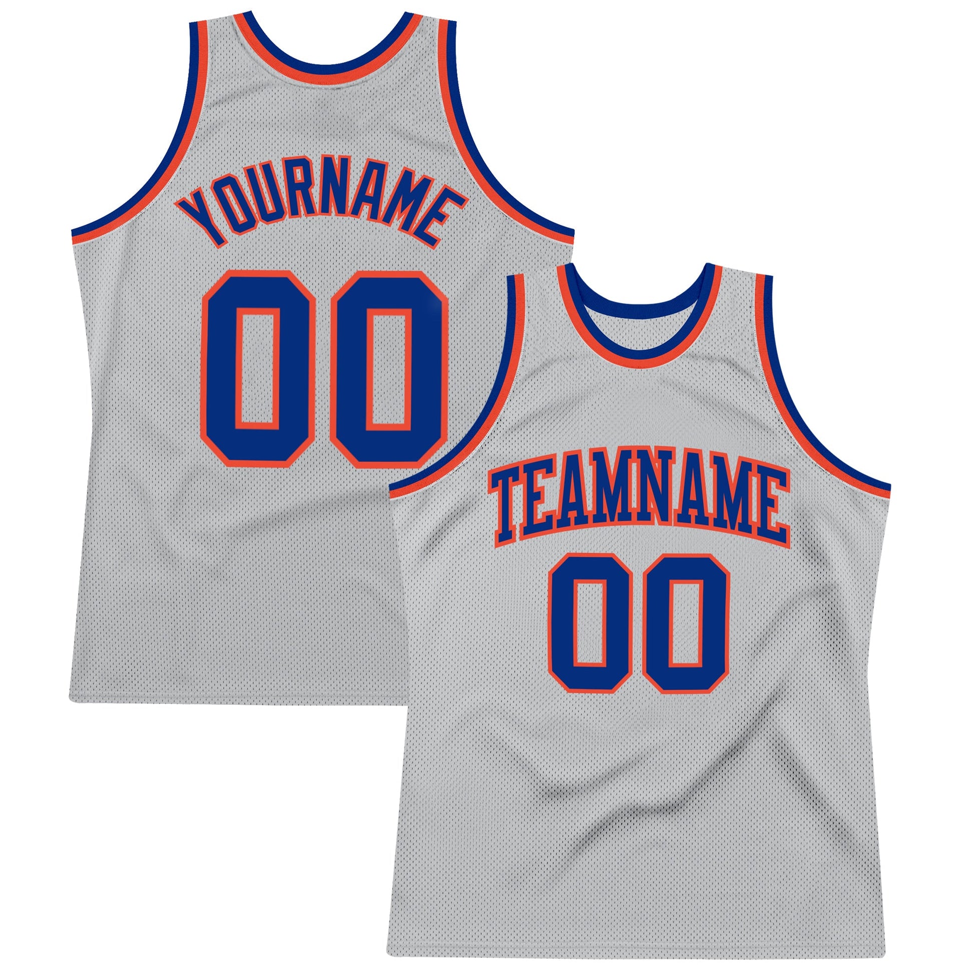 Custom Gray Royal-Orange Authentic Throwback Basketball Jersey - Sky-Custom