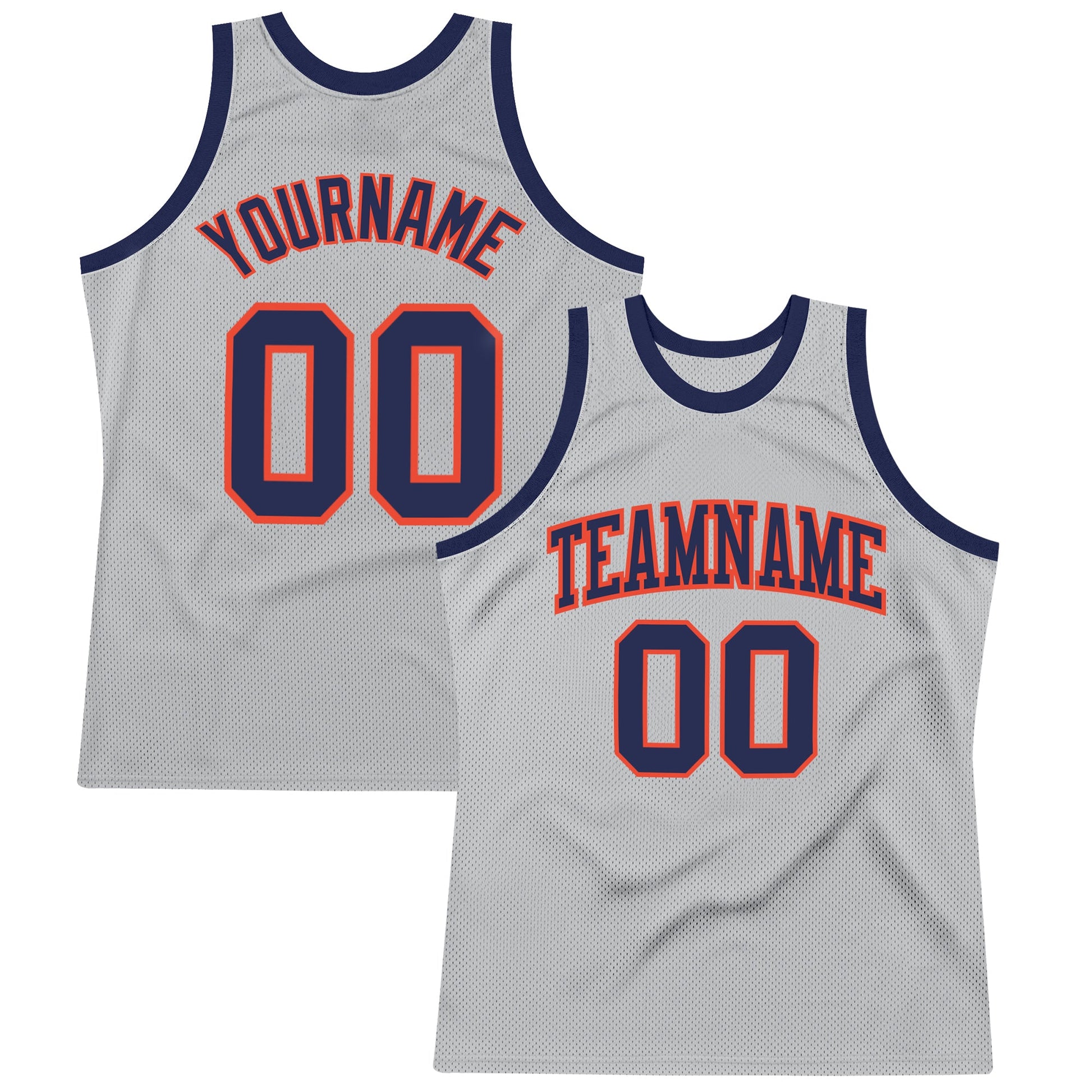 Custom Gray Navy-Orange Authentic Throwback Basketball Jersey - Sky-Custom