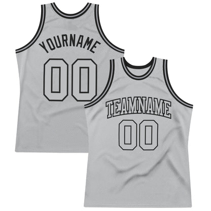 Custom Gray Gray-Black Authentic Throwback Basketball Jersey - Sky-Custom