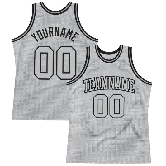 Custom Gray Gray-Black Authentic Throwback Basketball Jersey - Sky-Custom