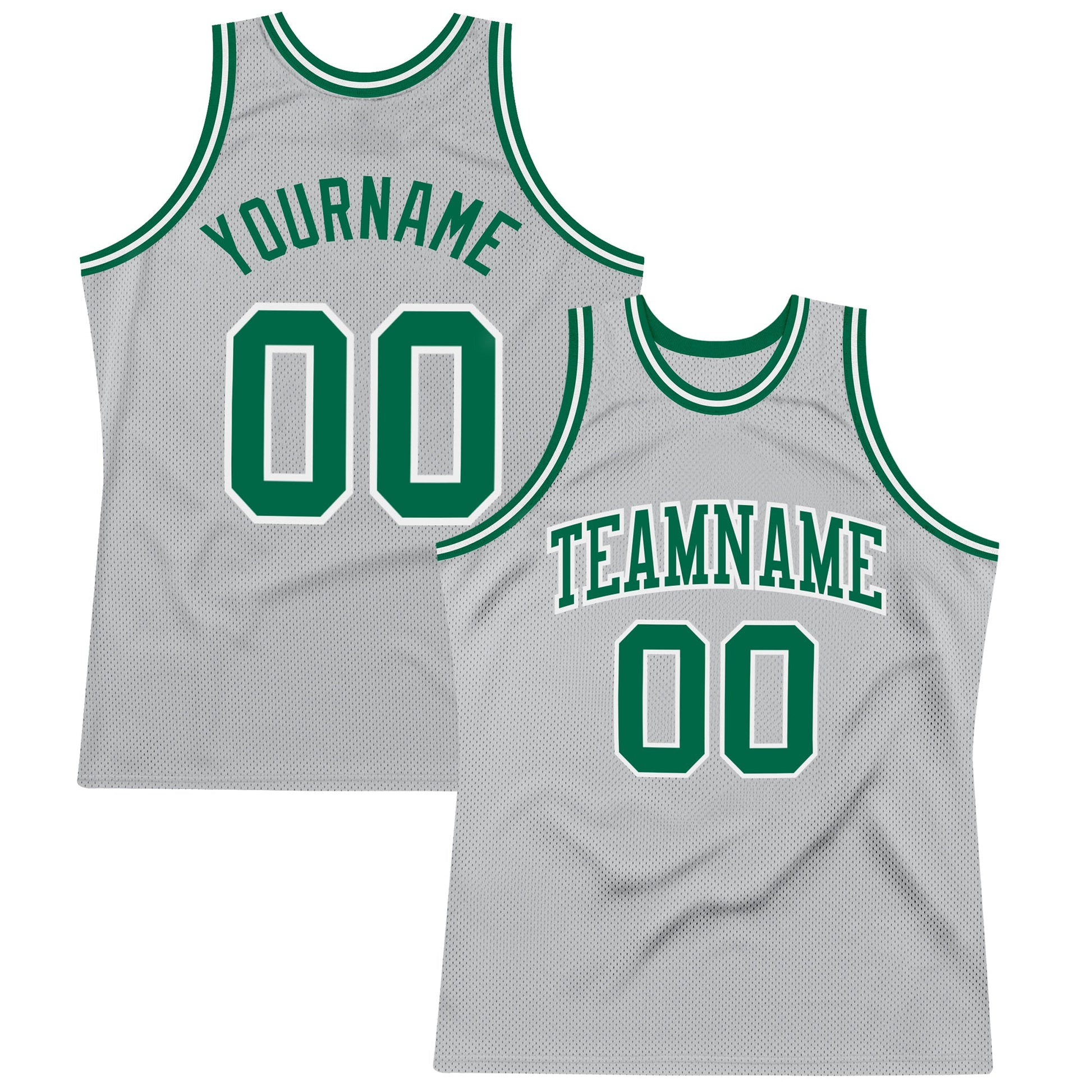 Custom Gray Kelly Green-White Authentic Throwback Basketball Jersey - Sky-Custom