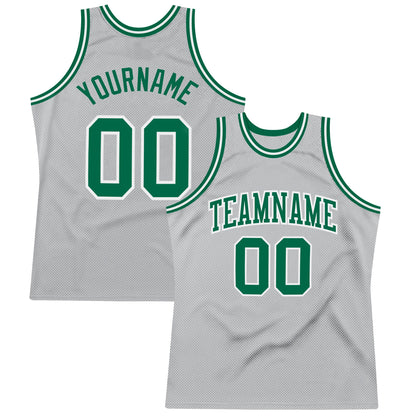Custom Gray Kelly Green-White Authentic Throwback Basketball Jersey - Sky-Custom
