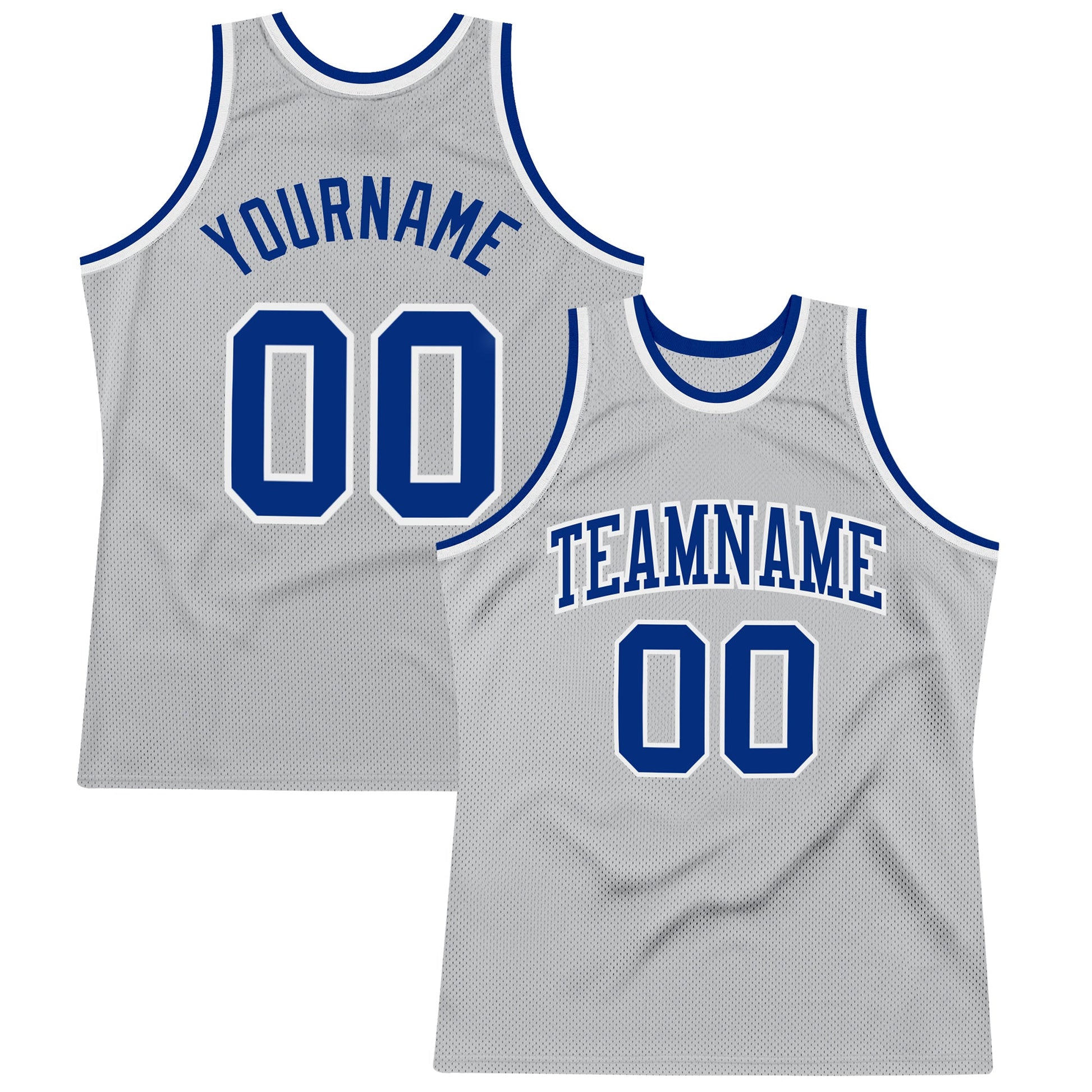 Custom Gray Royal-White Authentic Throwback Basketball Jersey - Sky-Custom
