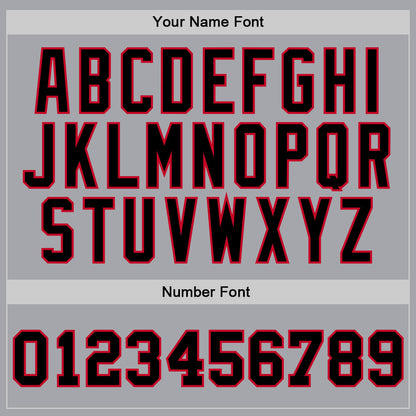Custom Gray Black-Red Authentic Throwback Basketball Jersey - Sky-Custom