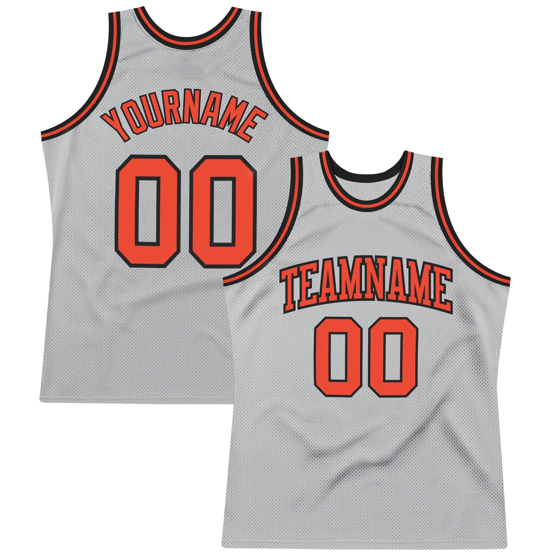 Custom Gray Orange-Black Authentic Throwback Basketball Jersey - Sky-Custom