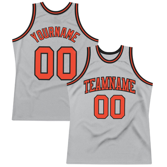 Custom Gray Orange-Black Authentic Throwback Basketball Jersey - Sky-Custom