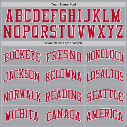Custom Gray Red-White Authentic Throwback Basketball Jersey - Sky-Custom