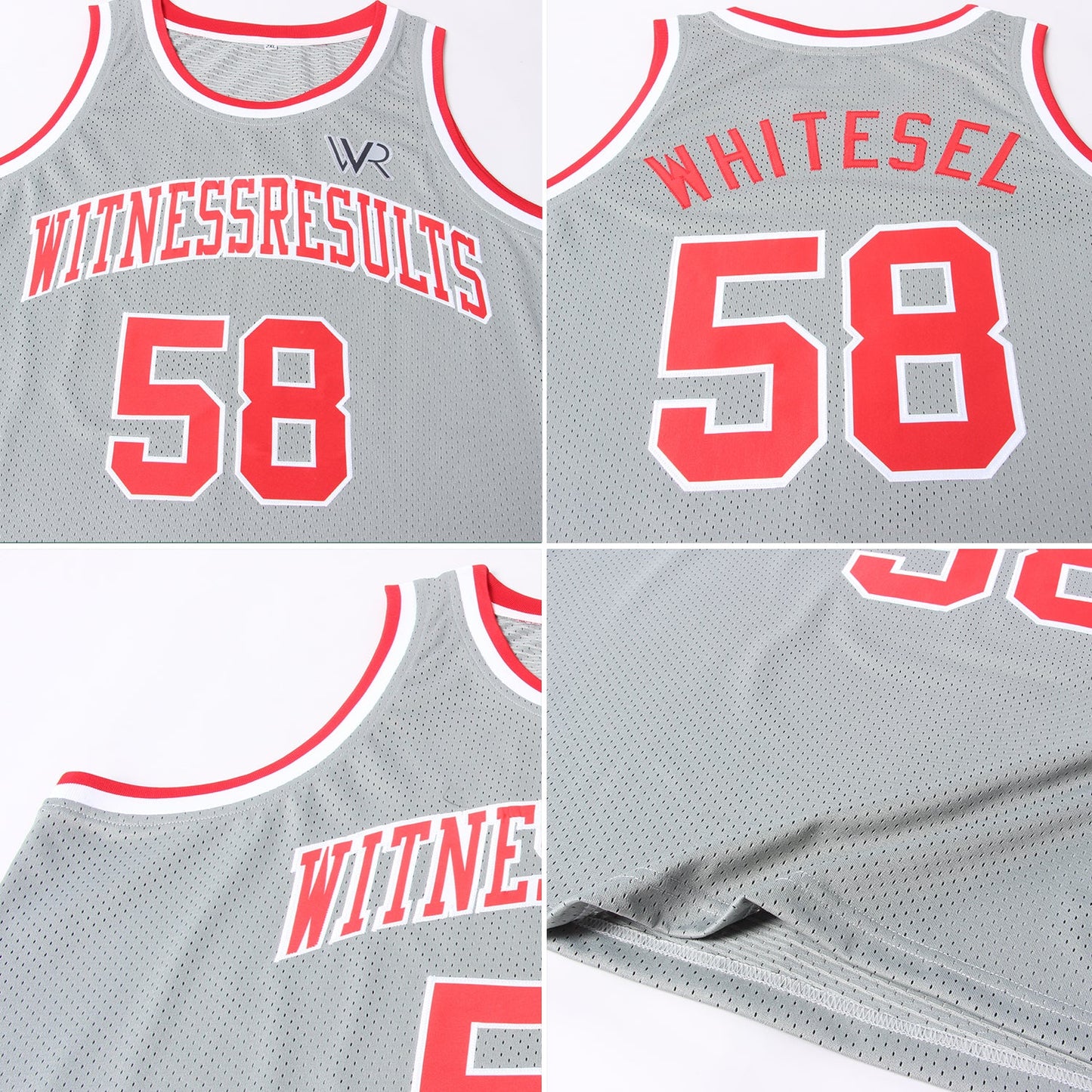 Custom Gray Red-White Authentic Throwback Basketball Jersey - Sky-Custom