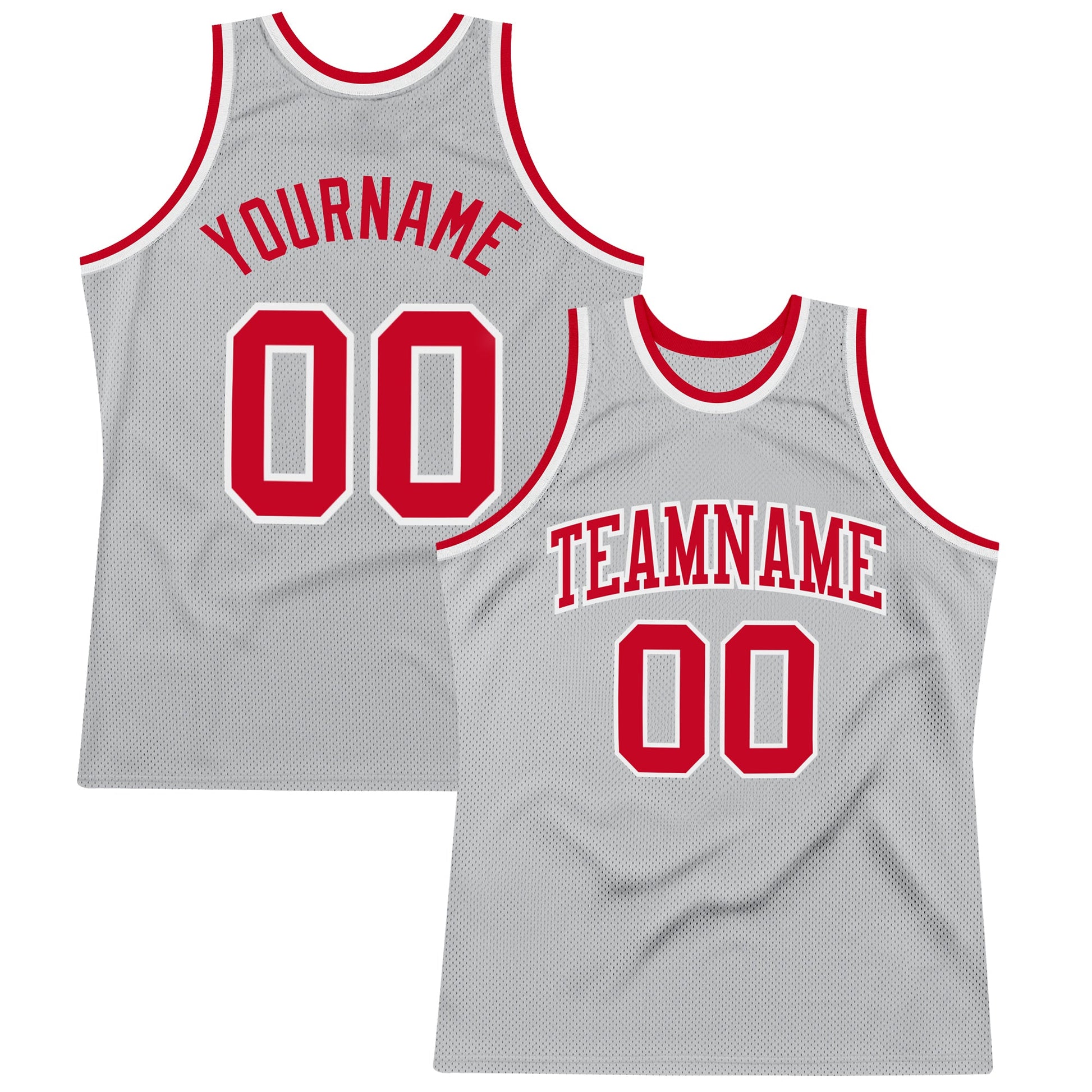 Custom Gray Red-White Authentic Throwback Basketball Jersey - Sky-Custom