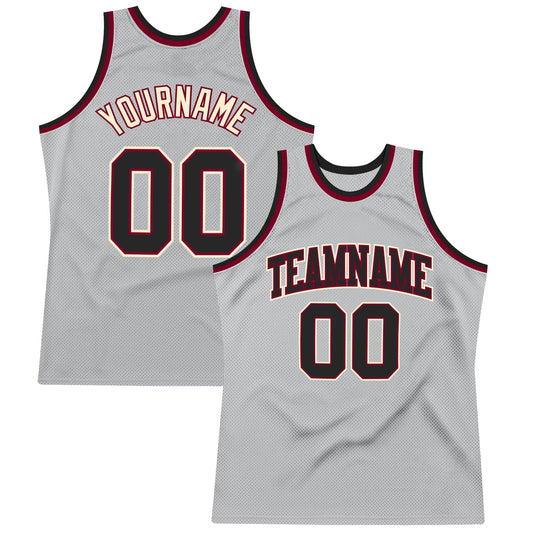 Custom Gray Black-Maroon Authentic Throwback Basketball Jersey - Sky-Custom