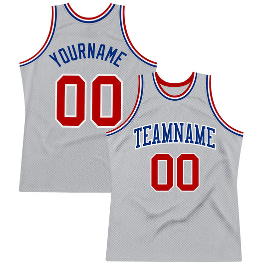Custom Gray Red-Royal Authentic Throwback Basketball Jersey - Sky-Custom