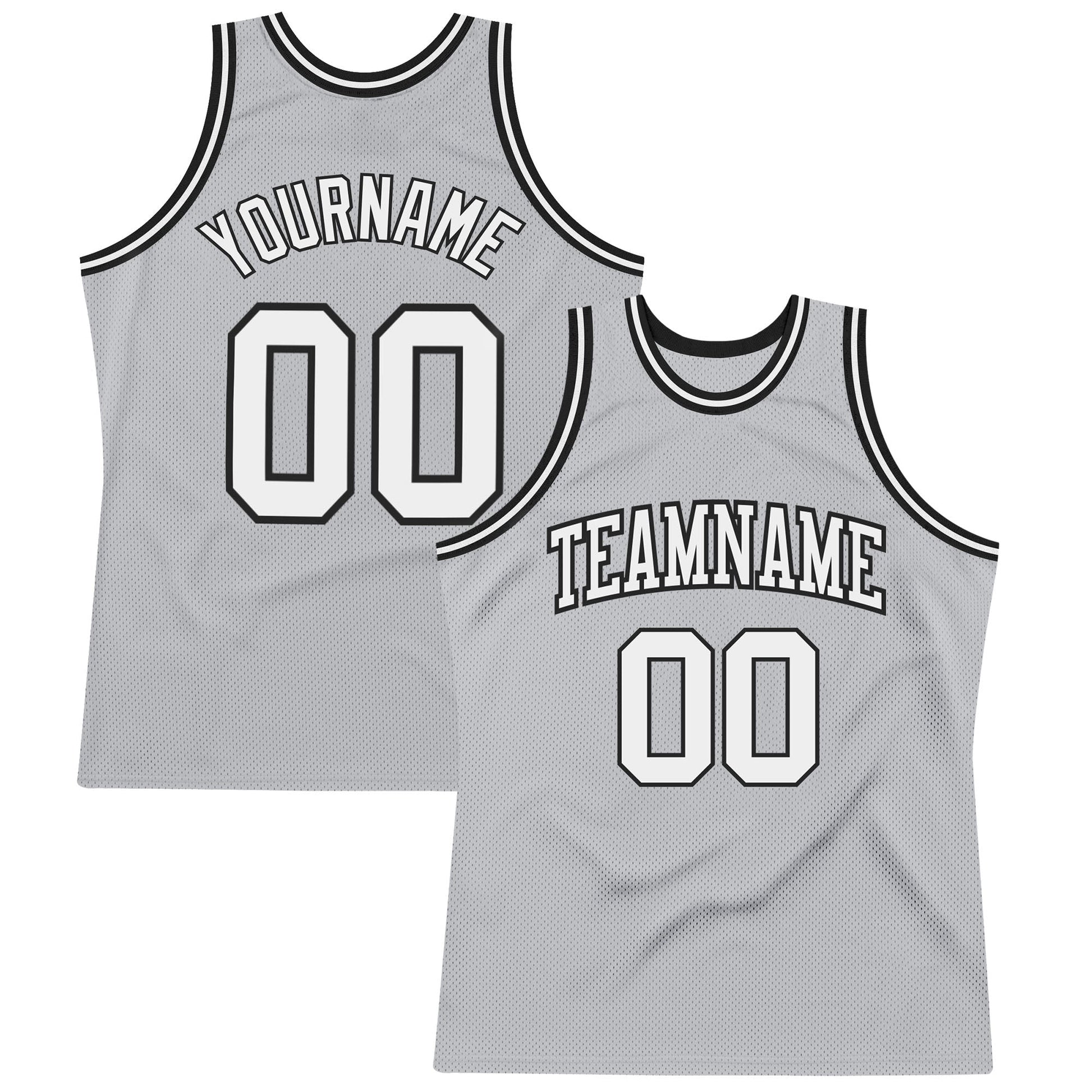 Custom Gray White-Black Authentic Throwback Basketball Jersey - Sky-Custom