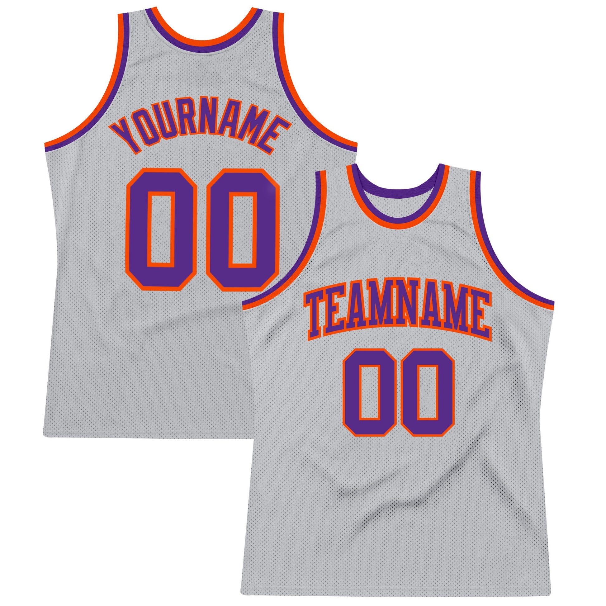 Custom Gray Purple-Orange Authentic Throwback Basketball Jersey - Sky-Custom