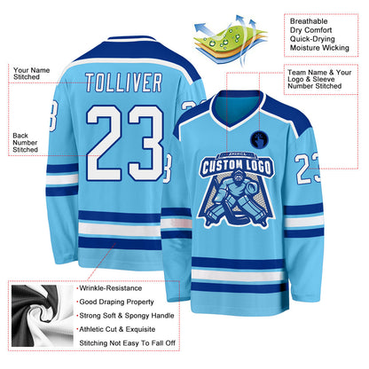 Custom Sky Blue White-Royal Hockey Jersey - Sky-Custom