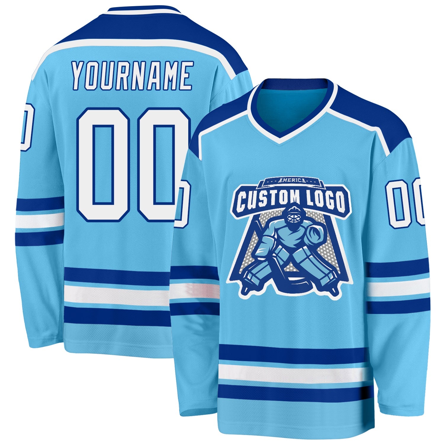 Custom Sky Blue White-Royal Hockey Jersey - Sky-Custom