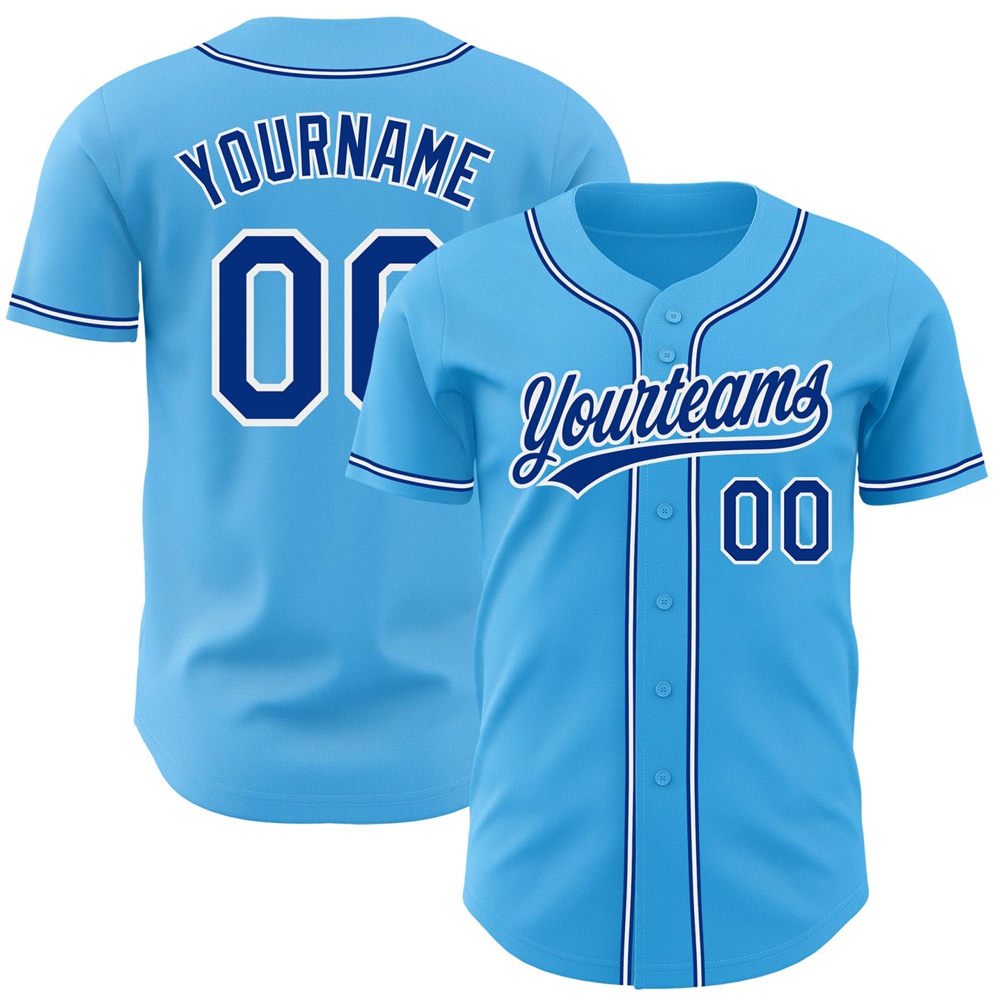Custom Sky Blue Royal-White Authentic Baseball Jersey - Sky-Custom
