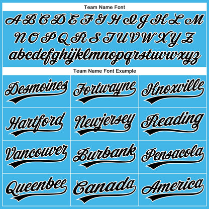 Custom Sky Blue Black-White Authentic Baseball Jersey - Sky-Custom
