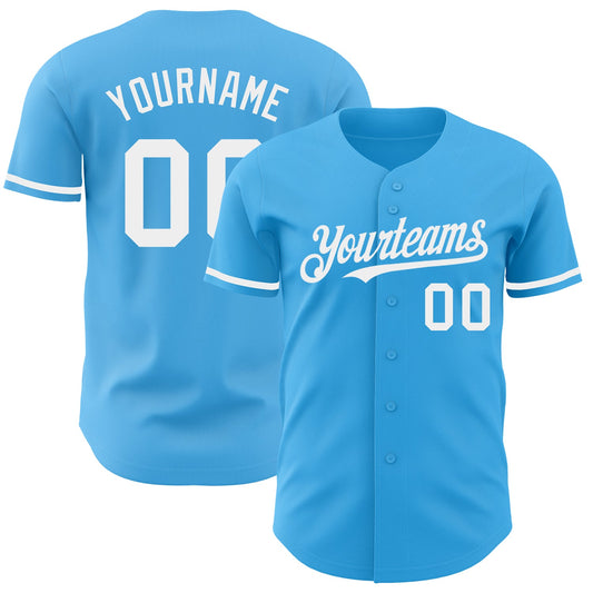 Custom Sky Blue White Authentic Baseball Jersey - Sky-Custom