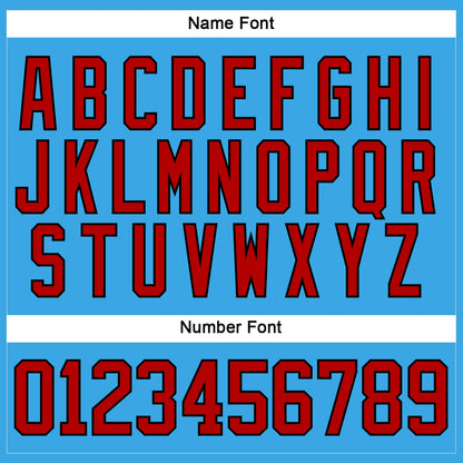 Custom Sky Blue Red-Black Hockey Lace Neck Jersey - Sky-Custom