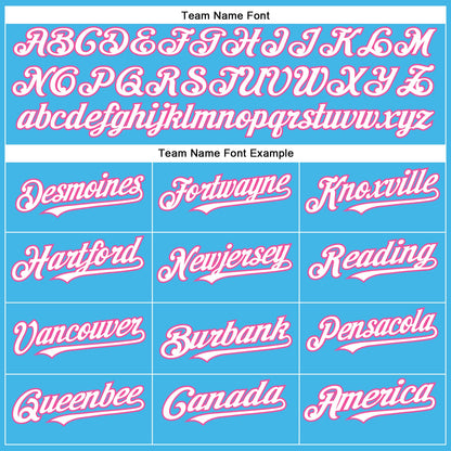 Custom Sky Blue White-Pink Authentic Baseball Jersey - Sky-Custom