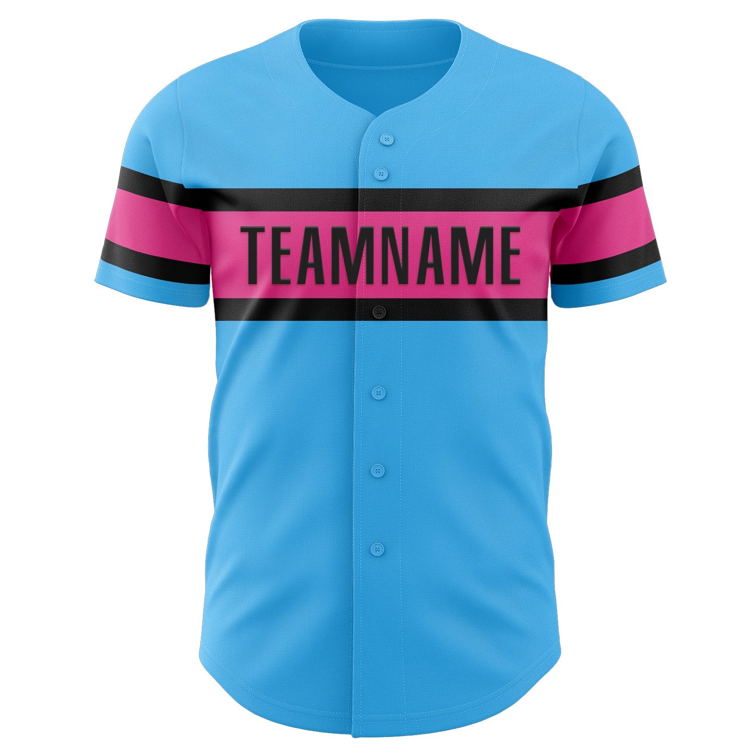Custom Sky Blue Pink-Black Authentic Baseball Jersey - Sky-Custom