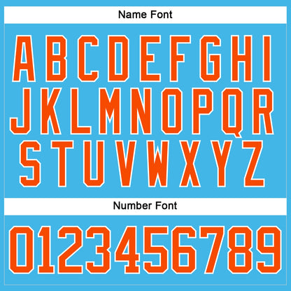 Custom Sky Blue Orange-White Hockey Lace Neck Jersey - Sky-Custom