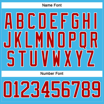 Custom Sky Blue Red-White Hockey Lace Neck Jersey - Sky-Custom