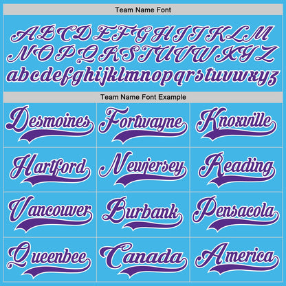 Custom Sky Blue Purple-White Hockey Lace Neck Jersey - Sky-Custom