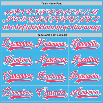 Custom Sky Blue Neon Pink-White Hockey Lace Neck Jersey - Sky-Custom