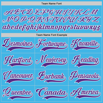 Custom Sky Blue Purple-White Hockey Jersey - Sky-Custom