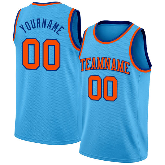 Custom Sky Blue Orange-Royal Authentic Basketball Jersey - Sky-Custom