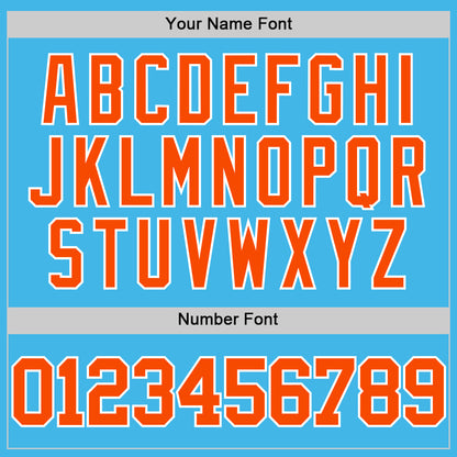Custom Sky Blue Orange-White Authentic Basketball Jersey - Sky-Custom