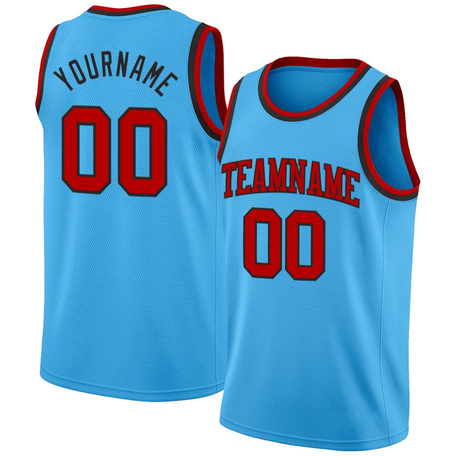 Custom Sky Blue Red-Black Authentic Basketball Jersey - Sky-Custom