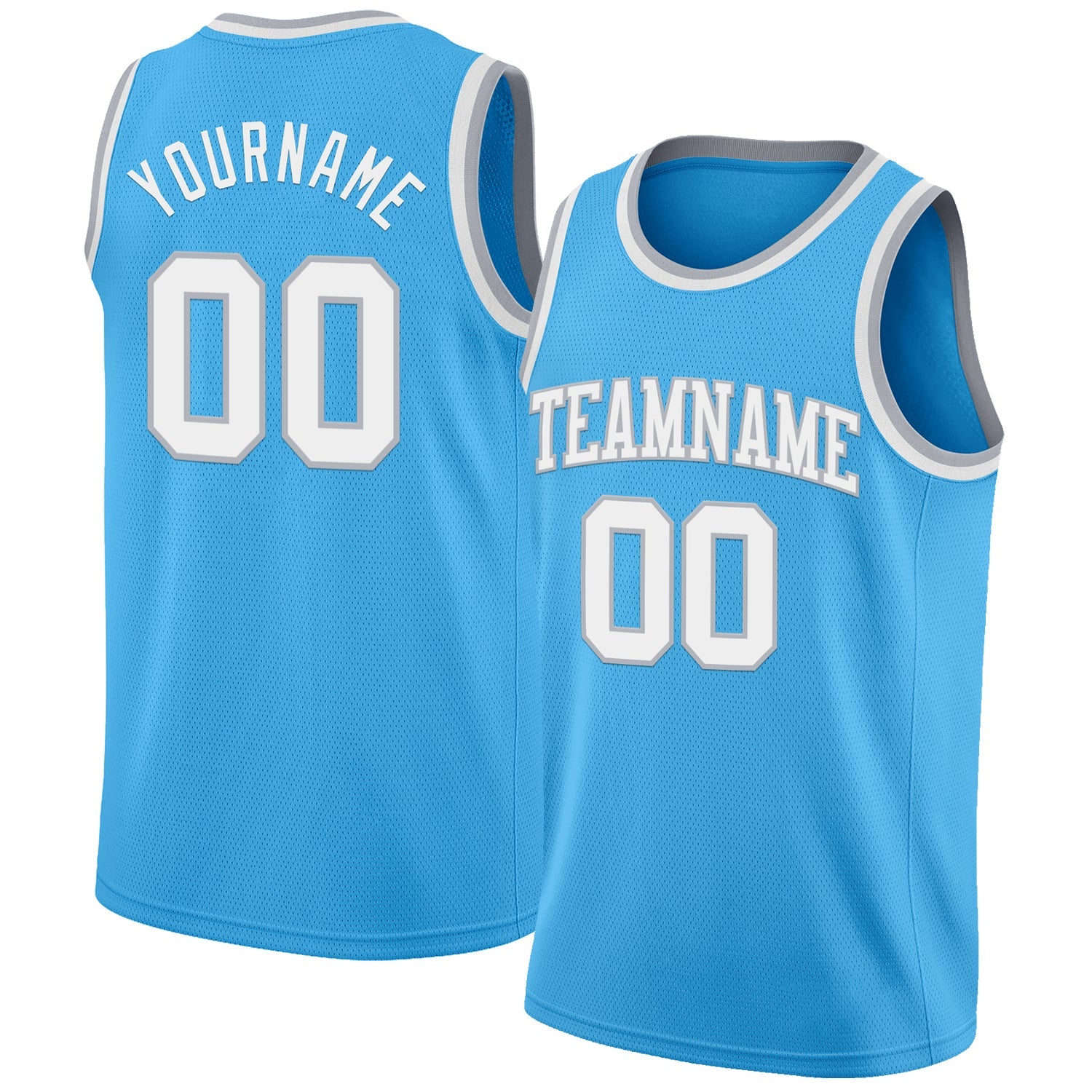 Custom Sky Blue White-Gray Authentic Basketball Jersey - Sky-Custom